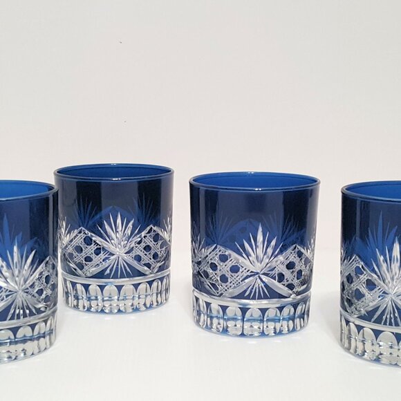 NEW Pottery Barn BLUE Antique Cut DOF Glasses 10.5 OZ NIB Easter - Picture 1 of 7